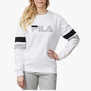 Fila White Sweatshirt with Black and Gray Accents NWOT sz L
